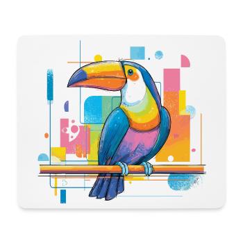 Toucan coloré sur des surfaces néon - Tapis de souris (format paysage) - blanc - Devant