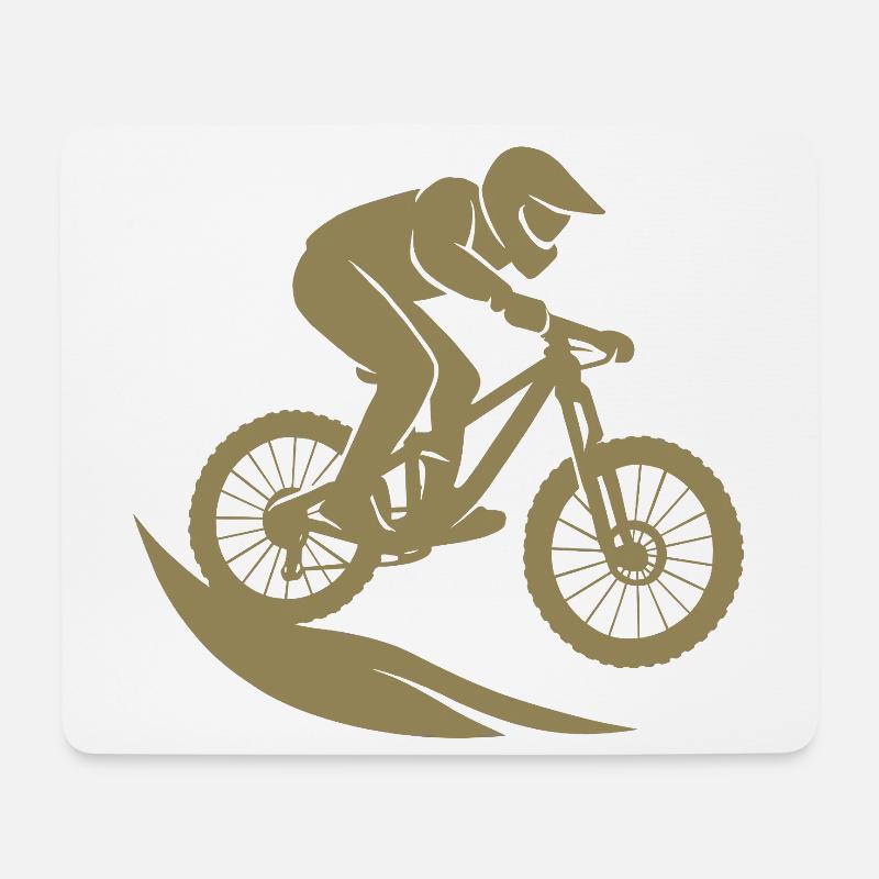Minimalistische Mountainbike Downhill Fahrrad - Mousepad (Querformat) - Weiß
