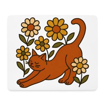 Orangene Katze zwischen Gartendaisies - Mousepad (Querformat) - Weiß - Vorne