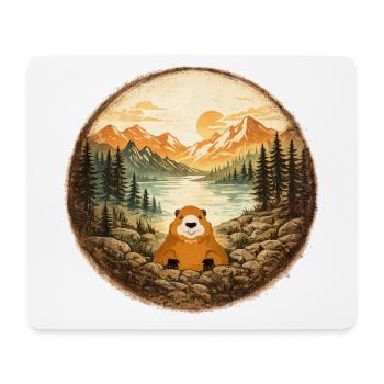 Marmotte forêt lac montagne  - Tapis de souris (format paysage) - blanc - Devant
