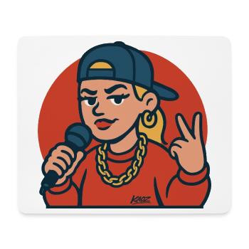 Diva du rap avec micro - Tapis de souris (format paysage) - blanc - Devant