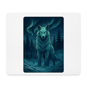 Nordwolf im Nachtwald - Mousepad (Querformat) - Weiß - Vorne