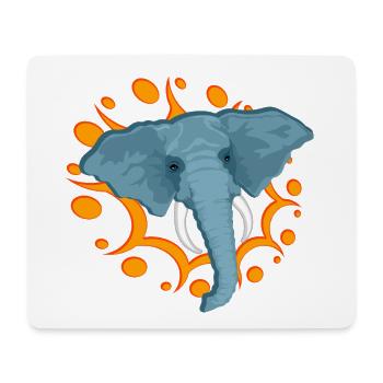 Éléphant bleu avec une broche orange - Tapis de souris (format paysage) - blanc - Devant