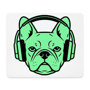 Frenchie Kopfhörer Gamer Hund - Mousepad (Querformat) - Weiß - Vorne