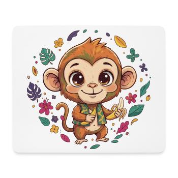 Tropischer Affe mit Banane - Mousepad (Querformat) - Weiß - Vorne