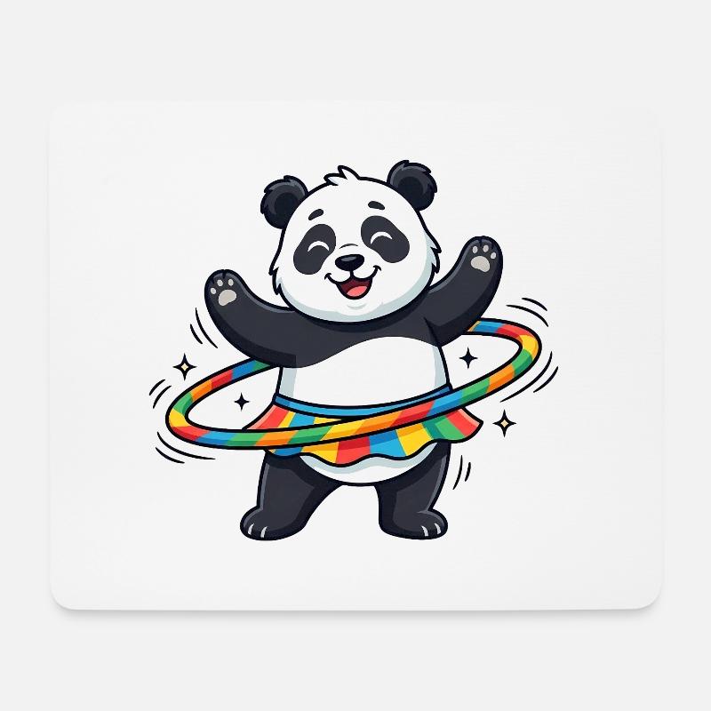 Rainbow Panda Hula-Hoop - Mousepad (Querformat) - Weiß