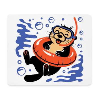 Funny otter with diving goggles - Mouse Pad (horizontal) - white - Front