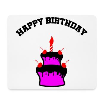 Pink Cake with Cherries and Candle - Mouse Pad (horizontal) - white - Front
