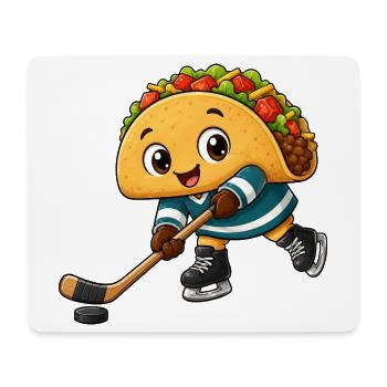 Taco Eishockeyspieler Comic fröhlich - Mouse Pad (horizontal) - white - Front