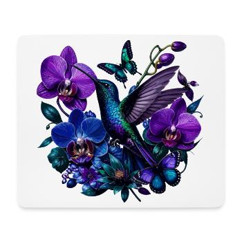 Colibri dans le royaume des orchidées - Tapis de souris (format paysage) - blanc - Devant