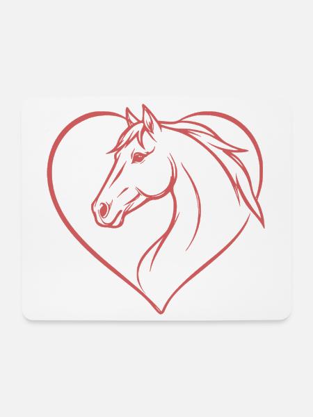 Pferd Herz rosa reiten Geschenk Reiter  - Mousepad (Querformat) - Weiß
