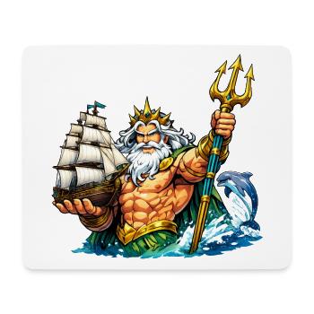 Neptun mit Seegelschiff - Mousepad (Querformat) - Weiß - Vorne
