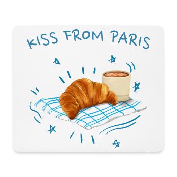 Ein Kuss aus Paris, Frankreich mit Croissant - Mousepad (Querformat) - Weiß - Vorne