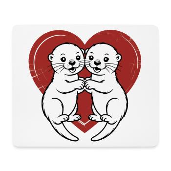Verliebte Otter - Mousepad (Querformat) - Weiß - Vorne