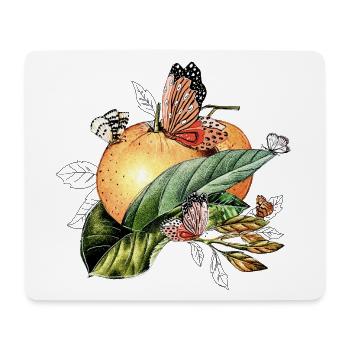Papillons sur une orange - Tapis de souris (format paysage) - blanc - Devant