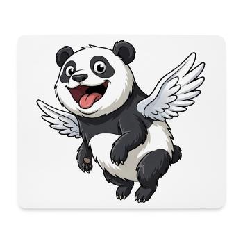 Cute Panda Angel with Wings Cartoon - Mouse Pad (horizontal) - white - Front