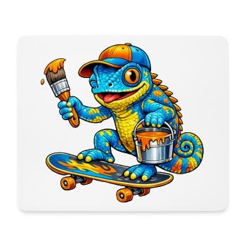 Caméléon sur skateboard - Tapis de souris (format paysage) - blanc - Devant