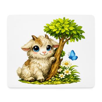 Cuddly goat with butterfly - Mouse Pad (horizontal) - white - Front