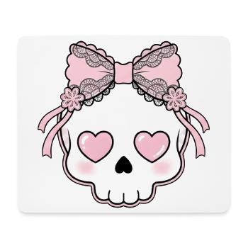 Yeux en Cœur de Crâne Kawaii - Tapis de souris (format paysage) - blanc - Devant