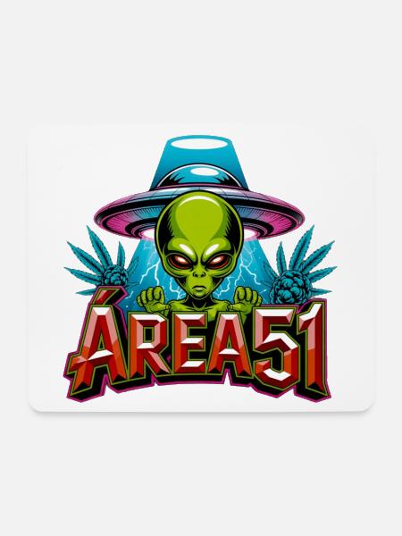 Alien Area51 Retro-Graffiti - Mousepad (Querformat) - Weiß
