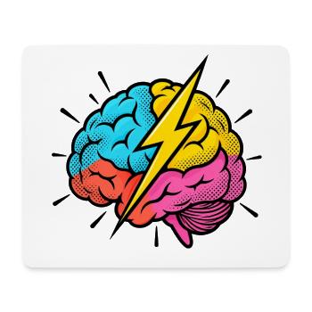 Flash Brain – Gehirn & Blitz im Pop-Art-Look - Mousepad (Querformat) - Weiß - Vorne