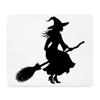 Hexe auf Hexenbesen Silhouette Halloween T-shirt  - Mousepad (Querformat) - Weiß - Vorne