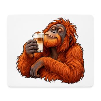 Orang-Utan mit Latte Macchiato – Kaffeepause - Mousepad (Querformat) - Weiß - Vorne