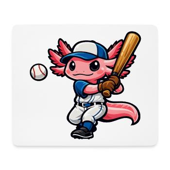 Axolotl beim Baseball – Süßes Sportmotiv - Mousepad (Querformat) - Weiß - Vorne