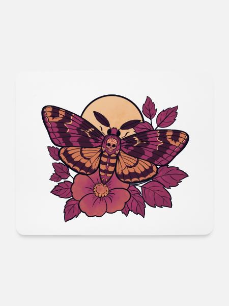 Schädelmotten-Mond-Floral - Mousepad (Querformat) - Weiß