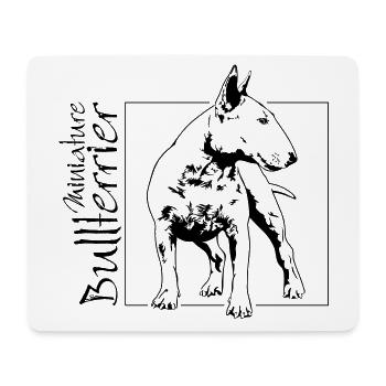Miniature BULLTERRIER Hunde Hund Wilsigns - Mousepad (Querformat) - Weiß - Vorne