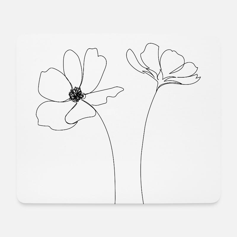 Blumen eine Strichzeichnung - Mousepad (Querformat) - Weiß