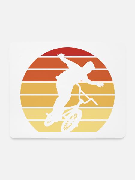 BMX Shirt Fahrrad Downhill Vintage Retro - Mousepad (Querformat) - Weiß