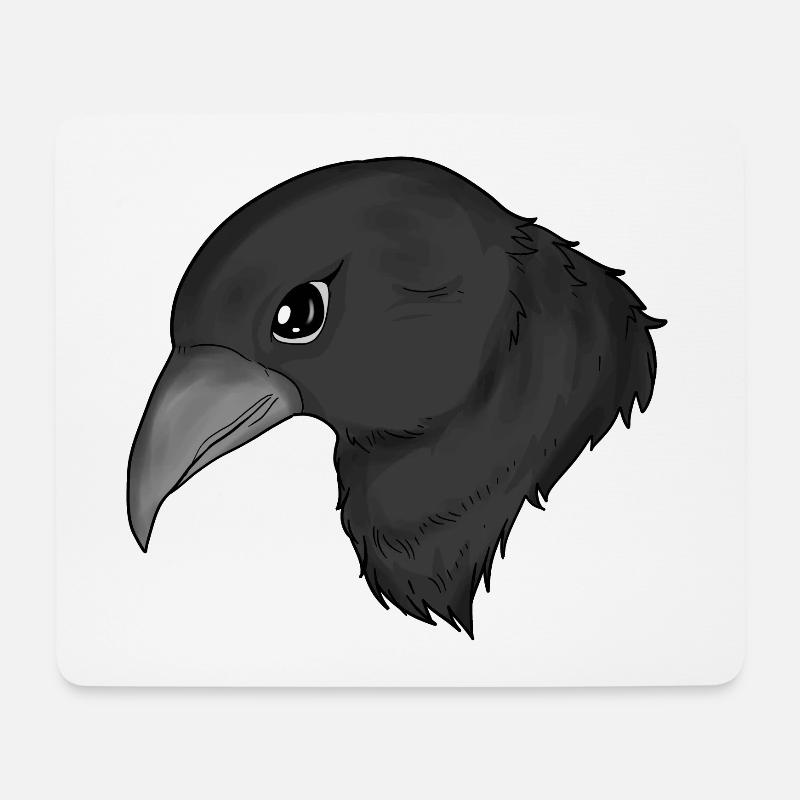 Krähe Krähengesicht Rabe crow Porträt - Mousepad (Querformat) - Weiß
