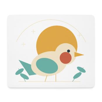 Vogel vor Retro-Sonne - Mousepad (Querformat) - Weiß - Vorne