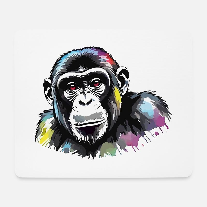 Affe Wasserfarben - Mousepad (Querformat) - Weiß