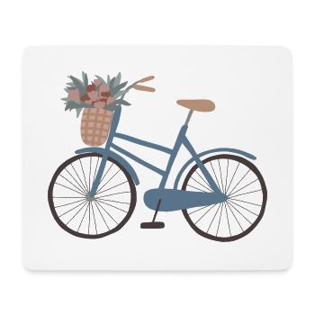 Blue bike with flower basket - Mouse Pad (horizontal) - white - Front