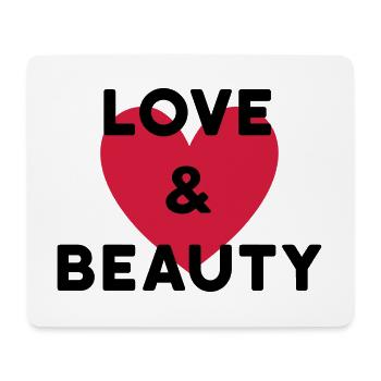 Love and Beauty (inscription sur coeur) - Tapis de souris (format paysage) - blanc - Devant