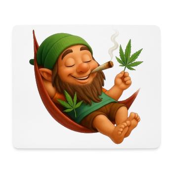 Kiffender Zwerg in Hängematte Cannabis - Mousepad (Querformat) - Weiß - Vorne