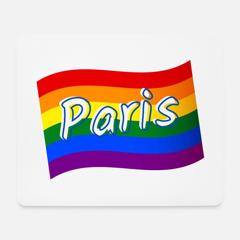 Gay Pride Paris Frankreich Regenbogenflagge LGBT LGBTQ - Mousepad (Querformat) - Weiß
