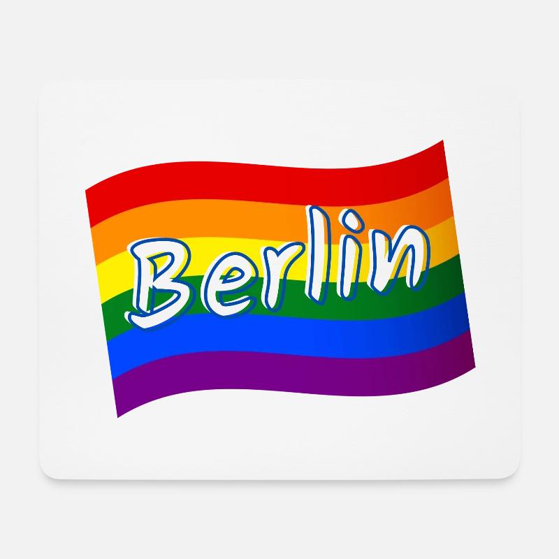Gay Pride Berlin Deutschland Regenbogenflagge LGBT LGBTQ - Mousepad (Querformat) - Weiß