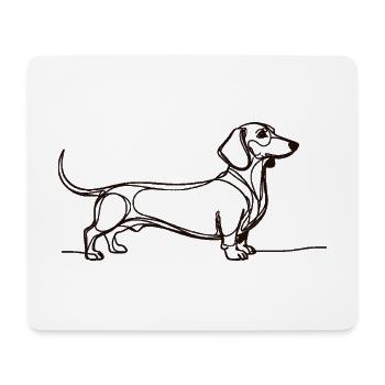 Chemise minimaliste teckel en une ligne avec un teckel - Tapis de souris (format paysage) - blanc - Devant
