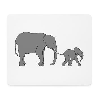 Elefanten Mutter und Kind Baby Elefant - Mousepad (Querformat) - Weiß - Vorne