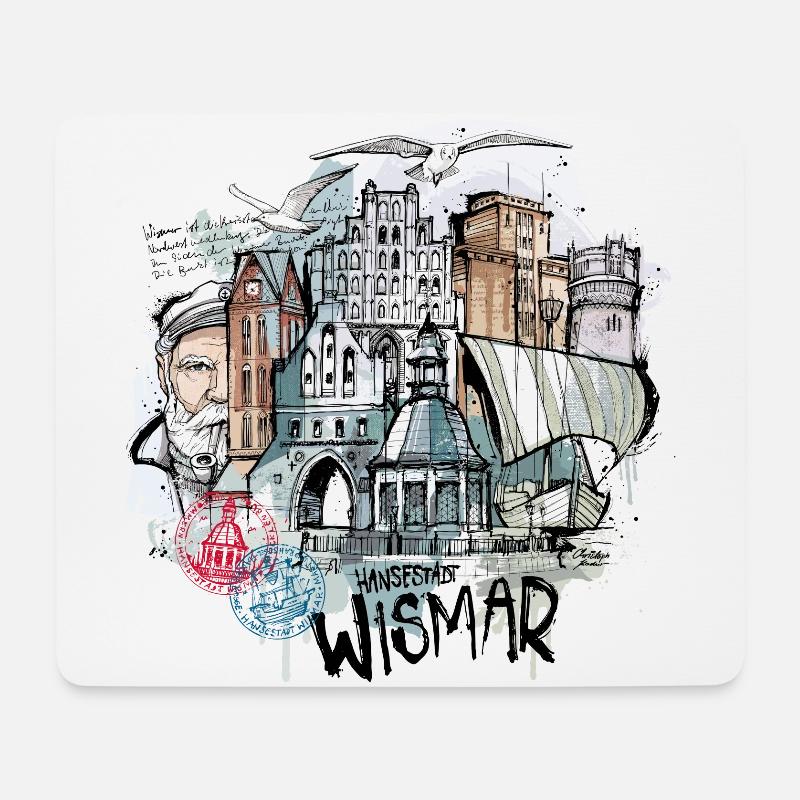 Hansestadt Wismar - Mousepad (Querformat) - Weiß