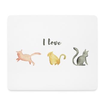 Ich liebe Katzen - Mousepad (Querformat) - Weiß - Vorne