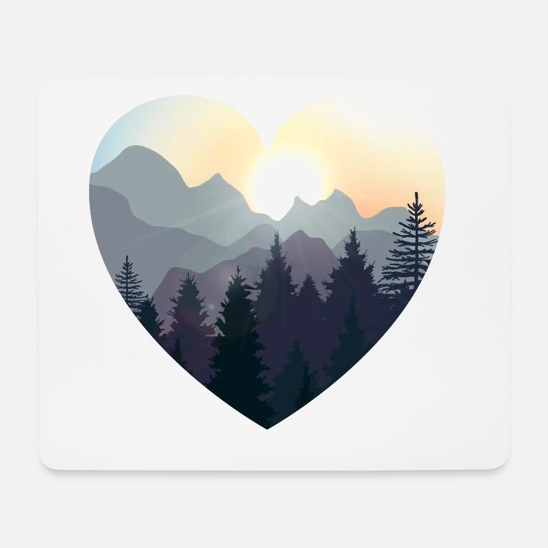 Liebe die Natur. Berge, Wald, Camping Geschenk - Mousepad (Querformat) - Weiß