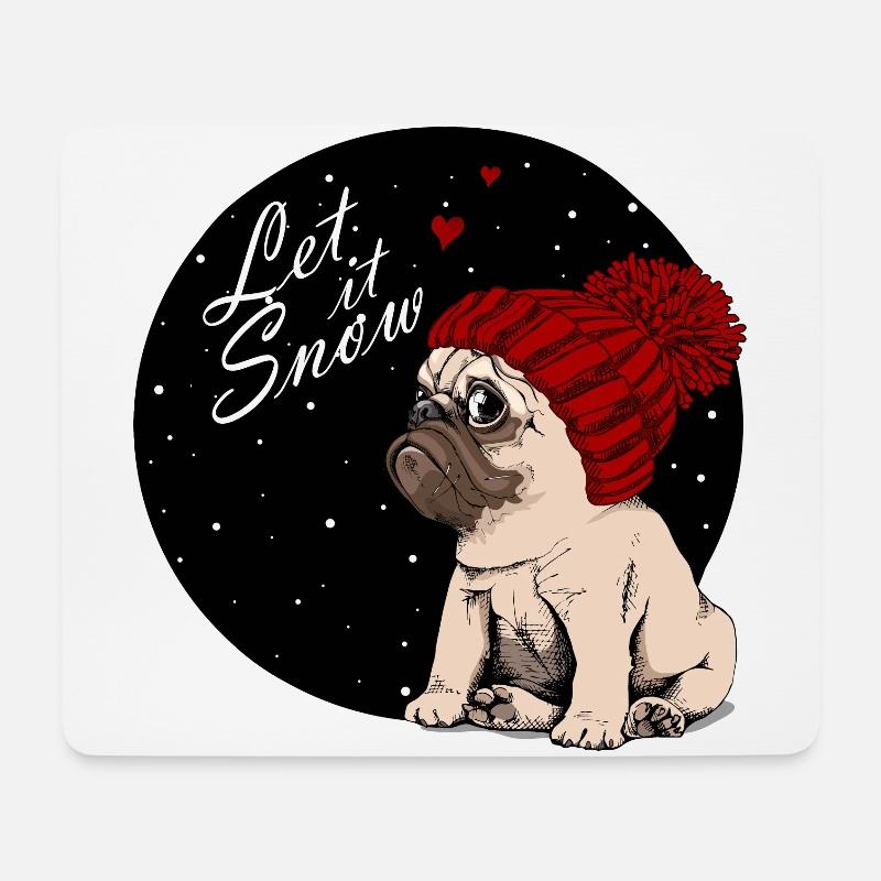 Let it Snow - Weihnachten Mops - Mousepad (Querformat) - Weiß