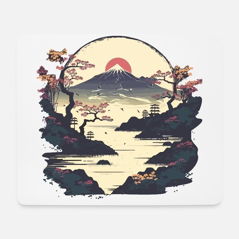 Fluss in Japan - Mousepad (Querformat) - Weiß