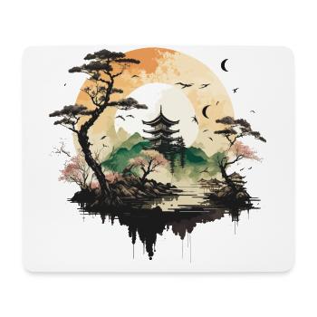 Temple asiatique - Tapis de souris (format paysage) - blanc - Devant