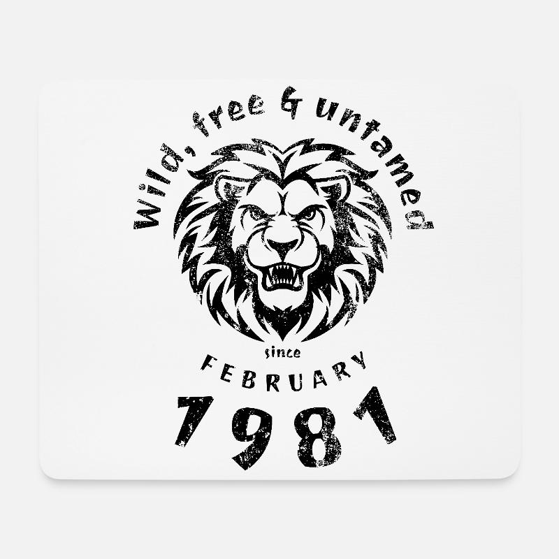44. Geburtstag Wild, free & untamed since 02/1981 - Mousepad (Querformat) - Weiß