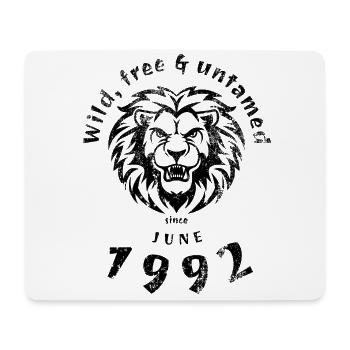 33. Geburtstag Wild, free & untamed since 06/1992 - Mousepad (Querformat) - Weiß - Vorne
